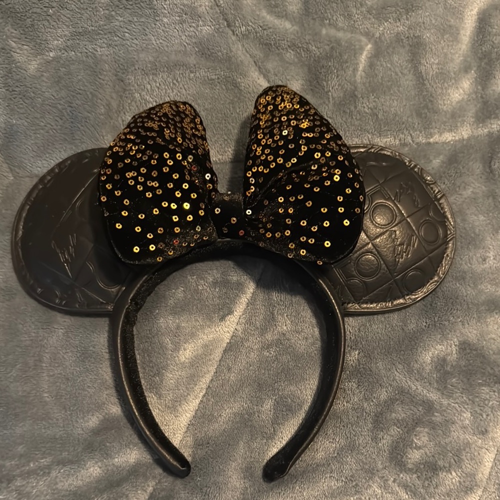 Disney World 50th anniversary Black and Gold Sequin Mouse Ears Headband